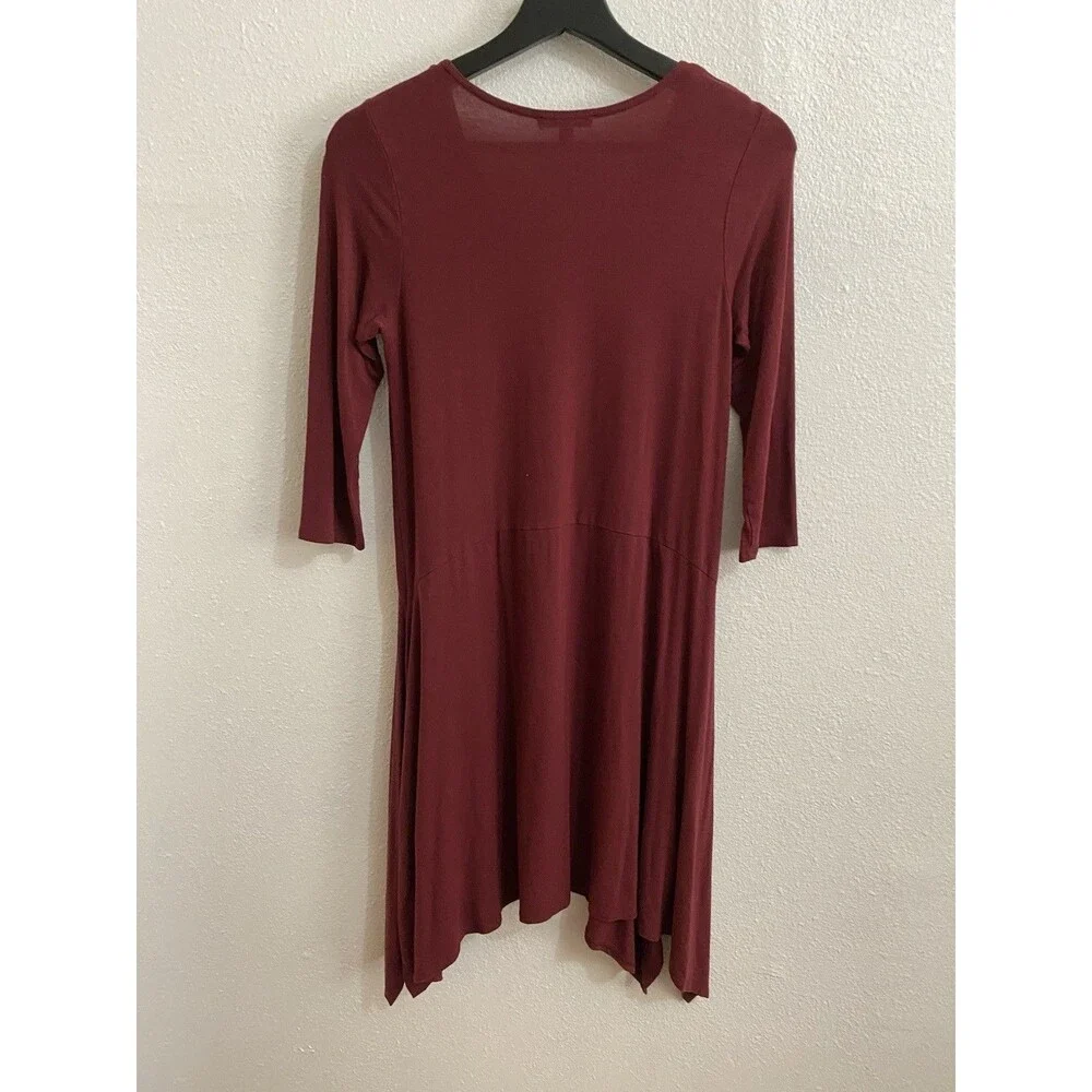 Eileen Fisher Women’s Petite Small Red 3/4 Sleeve Tunic Shirt Dress D43